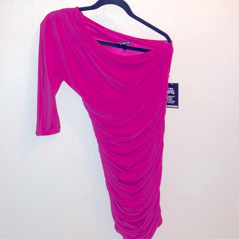 Express One Shoulder Dress You’re Looking Mighty Sexy & Hot…Pink! NWT Size SP